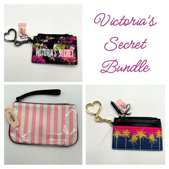 Victoria’s Secret BUNDLE OF 3 1 Wristlet plus 2 Key Chain Cardholders All NWT - Picture 1 of 13